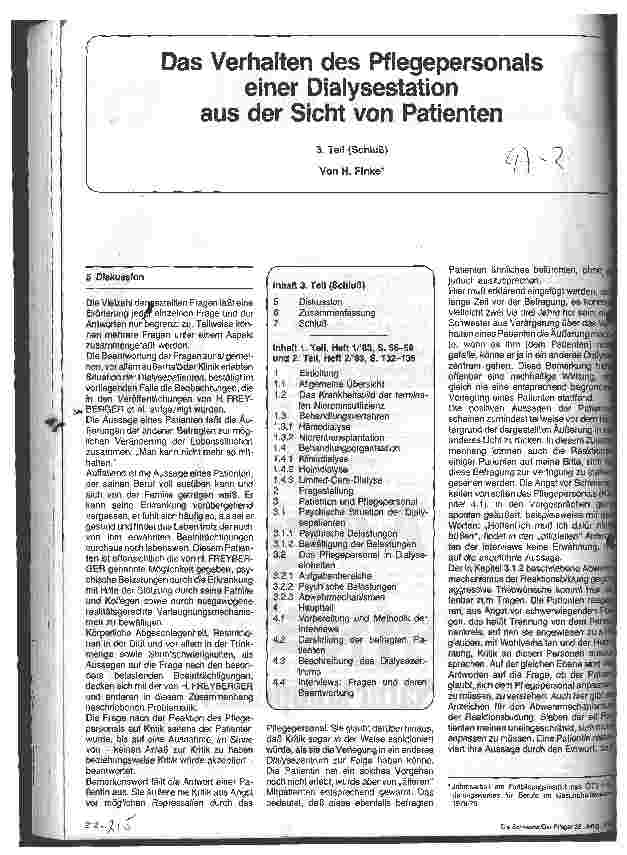 Vorschauseite 1: Das Verhalten des Pflegepersonals einer Dialysestation aus der Sicht von Patienten