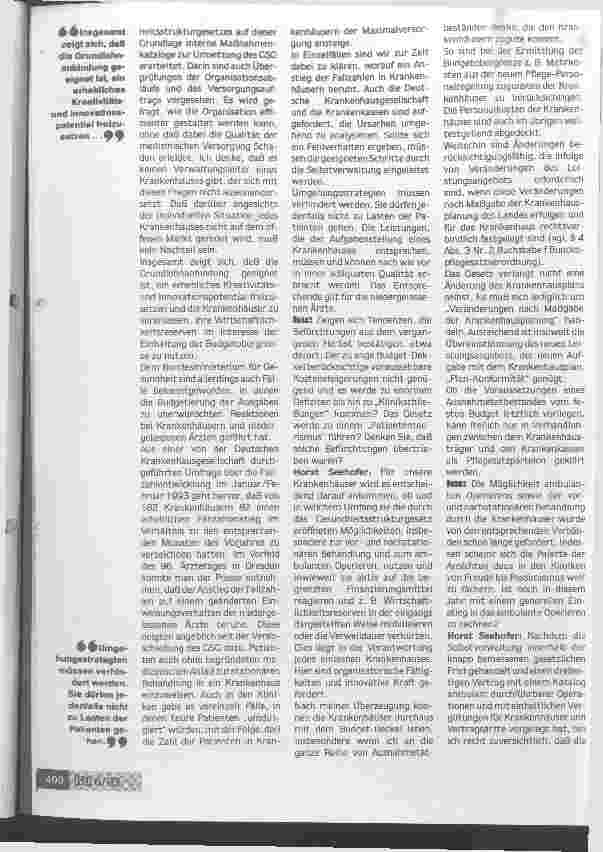 Vorschauseite 2: Es gibt keine Rückkehr zu alten Strukturen (GesundheitsStrukturGesetz) Interview mit Bundesgesundheitsminister Seehofer