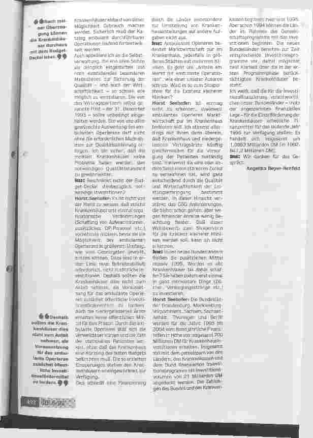 Vorschauseite 3: Es gibt keine Rückkehr zu alten Strukturen (GesundheitsStrukturGesetz) Interview mit Bundesgesundheitsminister Seehofer