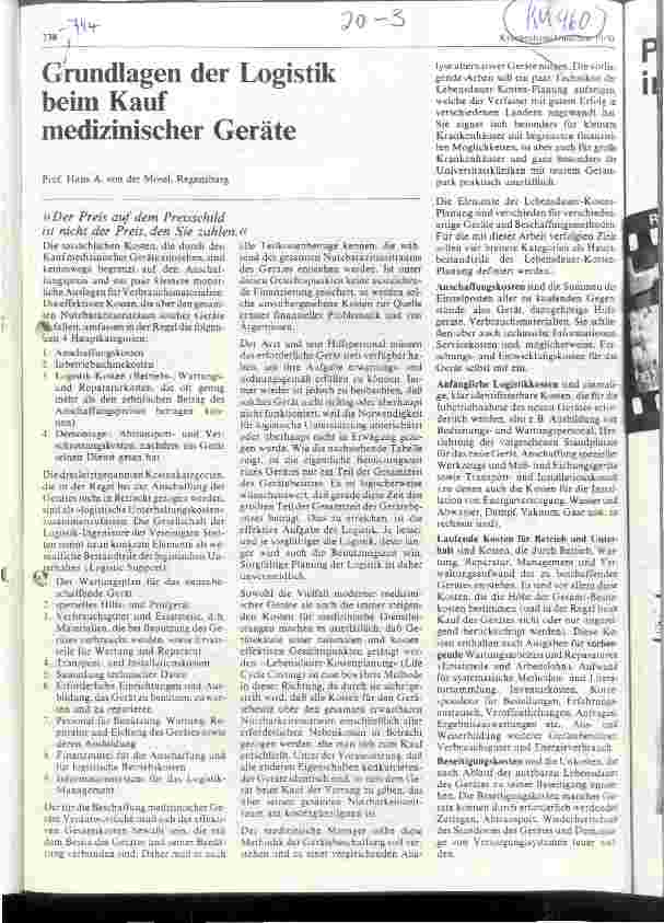 Vorschauseite 1: Grundlagen der Logistik beim Kauf medizinischer Geräte