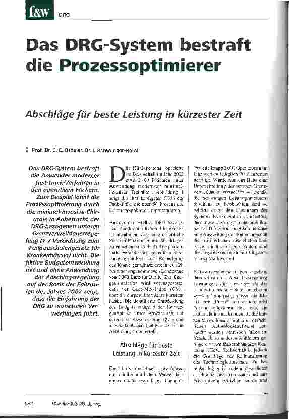 Vorschauseite 1: Das DRG-System bestraft die Prozessoptimierer Abschläge für beste Leistung in kürzester Zeit