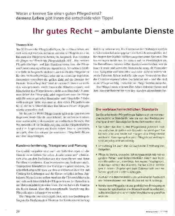 Vorschauseite 1: Ihr gutes Recht - ambulante Dienste auf dem Prüfstand