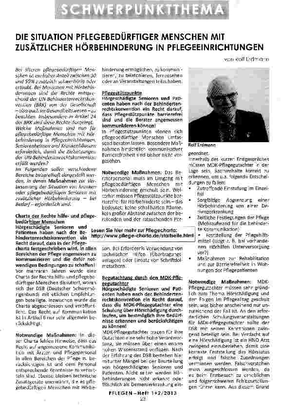 Vorschauseite 1: DIE SITUATION PFLEGEBEDÜRFTIGER MENSCHEN MIT ZUSÄTZLICHER HÖRBEHINDERUNG IN PFLEGEEINRICHTUNGEN