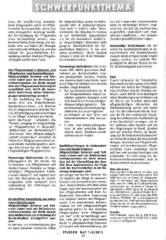Vorschauseite 2: DIE SITUATION PFLEGEBEDÜRFTIGER MENSCHEN MIT ZUSÄTZLICHER HÖRBEHINDERUNG IN PFLEGEEINRICHTUNGEN