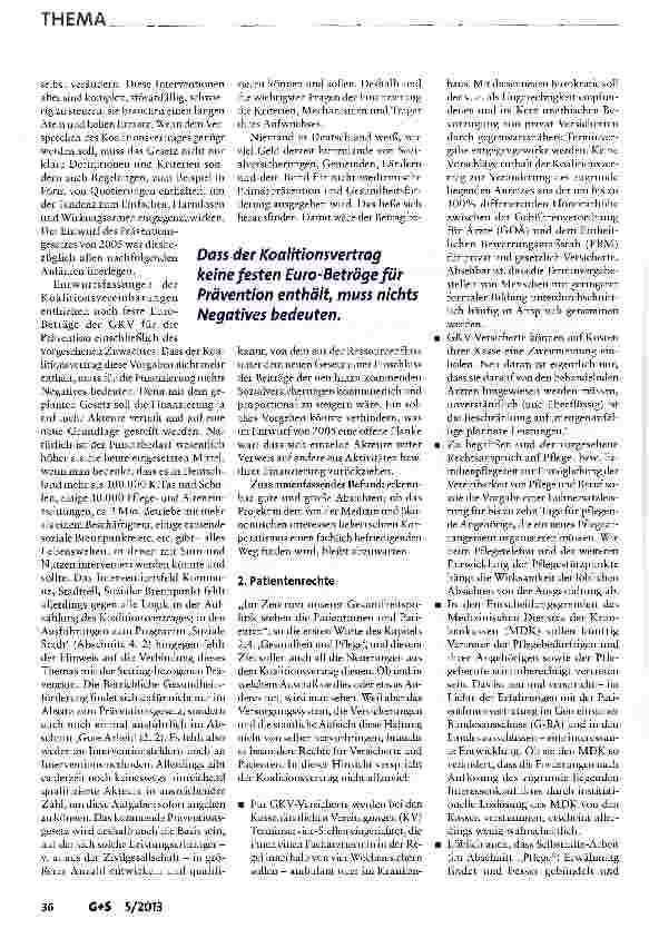Vorschauseite 3: Prävention, Patienten rechte und Rehabilitation im Koalitionsvertrag