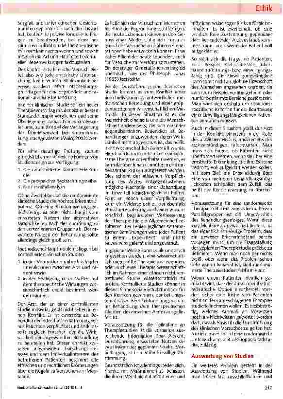 Vorschauseite 2: Ethische Probleme bei der Planung von Therapiestudien