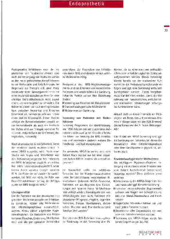 Vorschauseite 2: Prävention vor Infektion