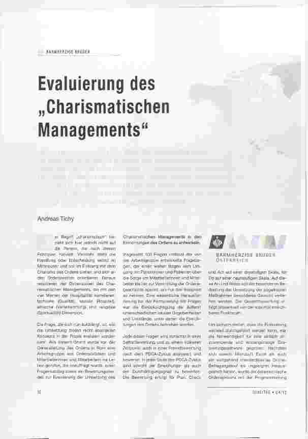 Vorschauseite 1: Evaluierung des „Charismatischen Managements“
