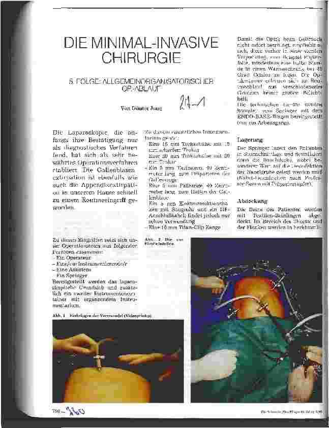 Vorschauseite 1: Die Minimal-invasive Chirurgie 5. Folge: Allgemeinorganisatorischer OP-Ablauf