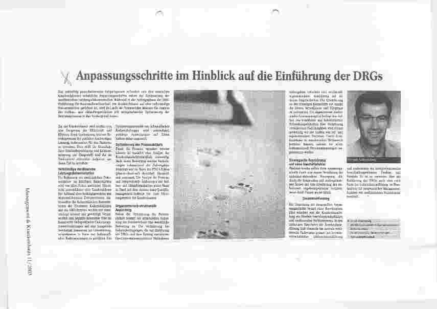Vorschauseite 1: Anpassungsschritte im Hinblick auf die Einführung der DRGs