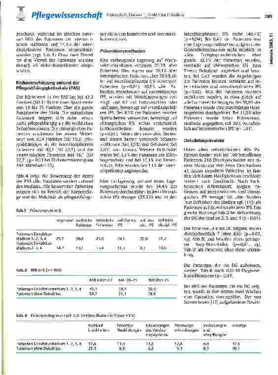 Vorschauseite 4: Zahlen zur Prävalenz des Dekubitusgeschwüres in der Intensivpflege