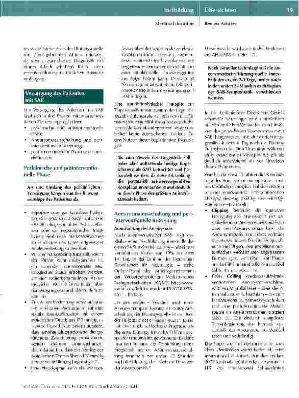Vorschauseite 6: Diagnose und Therapie der atraumatischen Subarachnoidalblutung