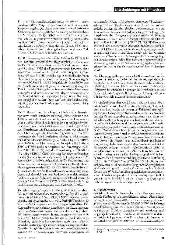 Vorschauseite 2: Pauschale Investitionsförderung von Krankenhäusern zulässig § § 8 ff. KHG;§18KHGGNRW;PauschKHFVONRW