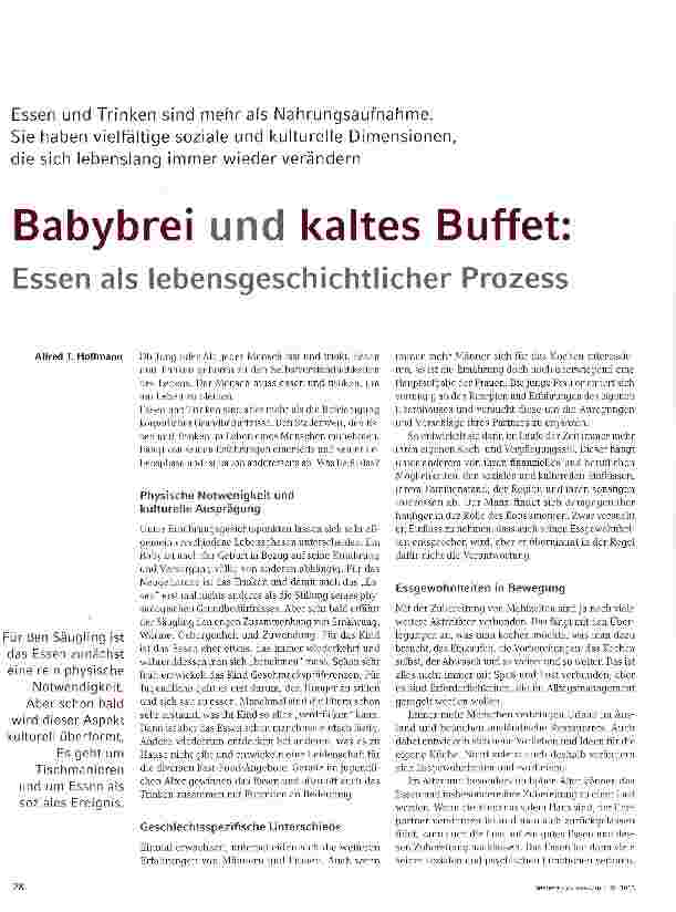Vorschauseite 1: Babybrei und kaltes Büffet: Essen als lebensgeschichtlicher Prozess