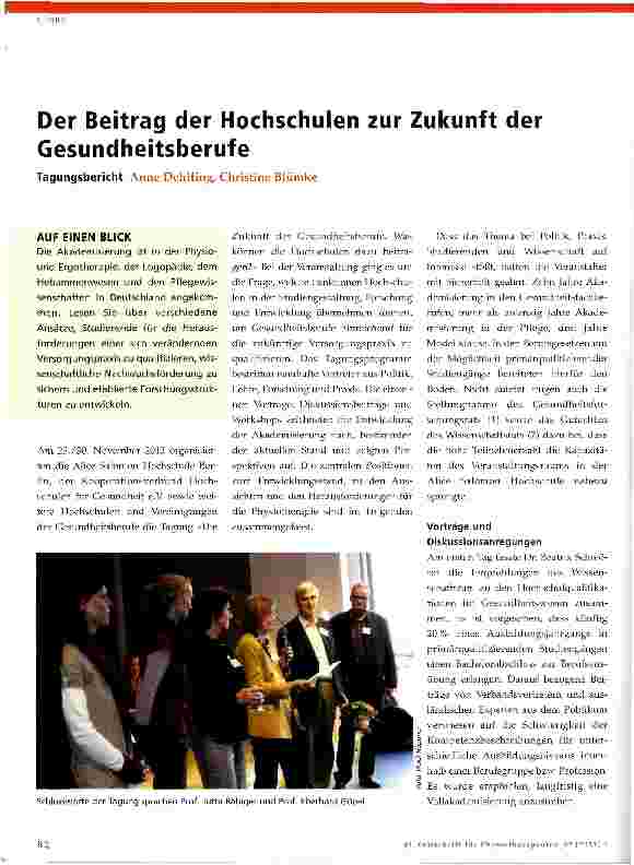 Vorschauseite 1: Der Beitrag der Hochschulen zur Zukunft der Gesundheitsberufe