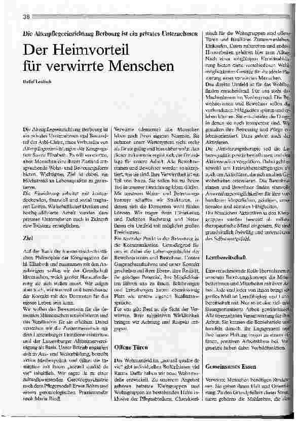 Vorschauseite 1: Der Heimvorteil für verwirrte Menschen