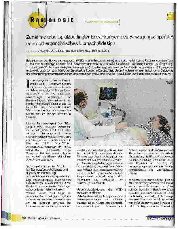 Vorschauseite 1: Zunahme arbeitsplatzbedingter Erkrankungen des Bewegungsapparates erfordert ergonomisches Ultraschalldesign
