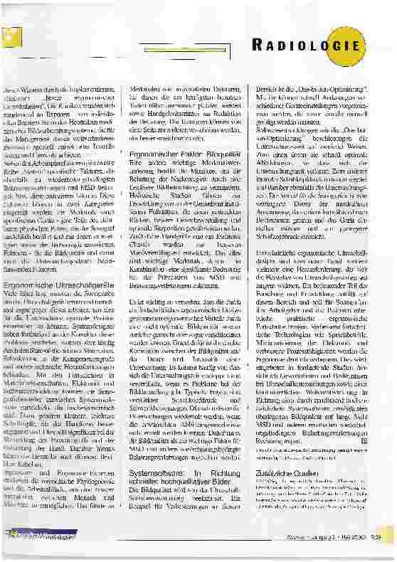 Vorschauseite 2: Zunahme arbeitsplatzbedingter Erkrankungen des Bewegungsapparates erfordert ergonomisches Ultraschalldesign