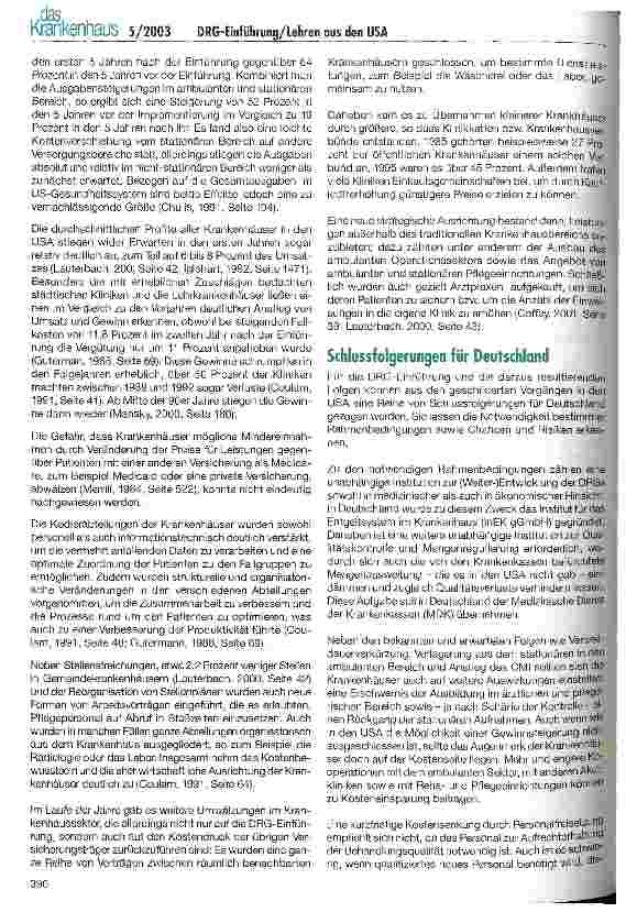 Vorschauseite 4: Die DRG-Einführung und ihre Folgen - Lehren aus den USA