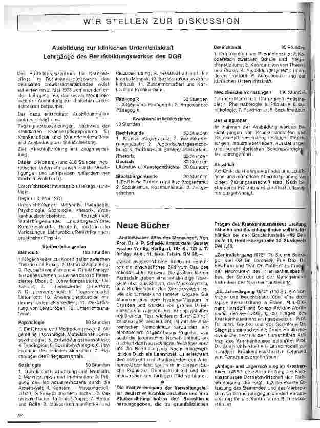Vorschauseite 3: Berufsfragen - Wir stellen zur Diskussion Kranken-Kinderkr.-pflegeausbild./Krankenhausreform/Ausbild.Lehrkraft
