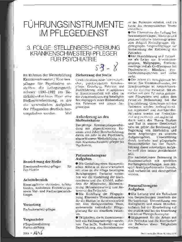 Vorschauseite 1: Führungsinstrumente im Pflegedienst 3: Stellenbeschreibung KrankenpflegerIn für Psychiatrie