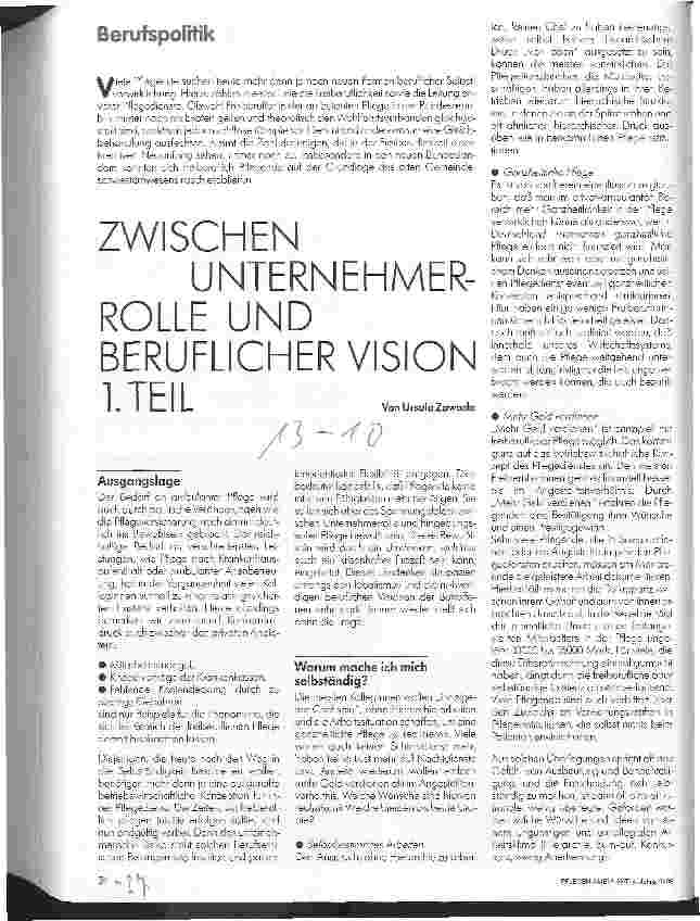 Vorschauseite 1: Zwischen Unternehmerrolle und beruflicher Vision Teil 1