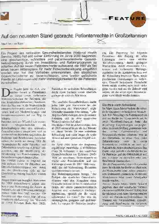 Vorschauseite 1: Auf den neuesten Stand gebracht: Patientenrechte in Großbritannien