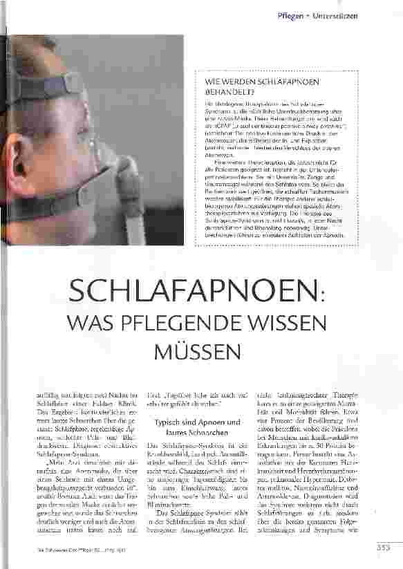 Vorschauseite 2: SCHLAFAPNOEN: WAS PFLEGENDE WISSEN MÜSSEN