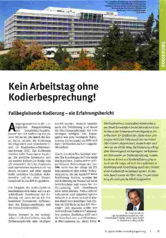 Vorschauseite 1: Kein Arbeitstag ohne Kodierbesprechung!