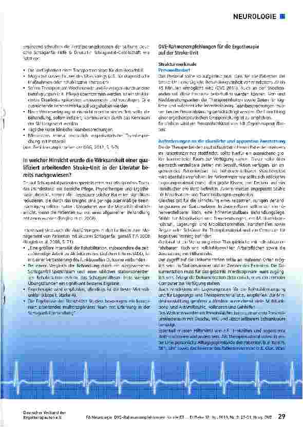 Vorschauseite 3: DVE-Rahmenempfehlungen für die Ergotherapie auf Stroke-Units