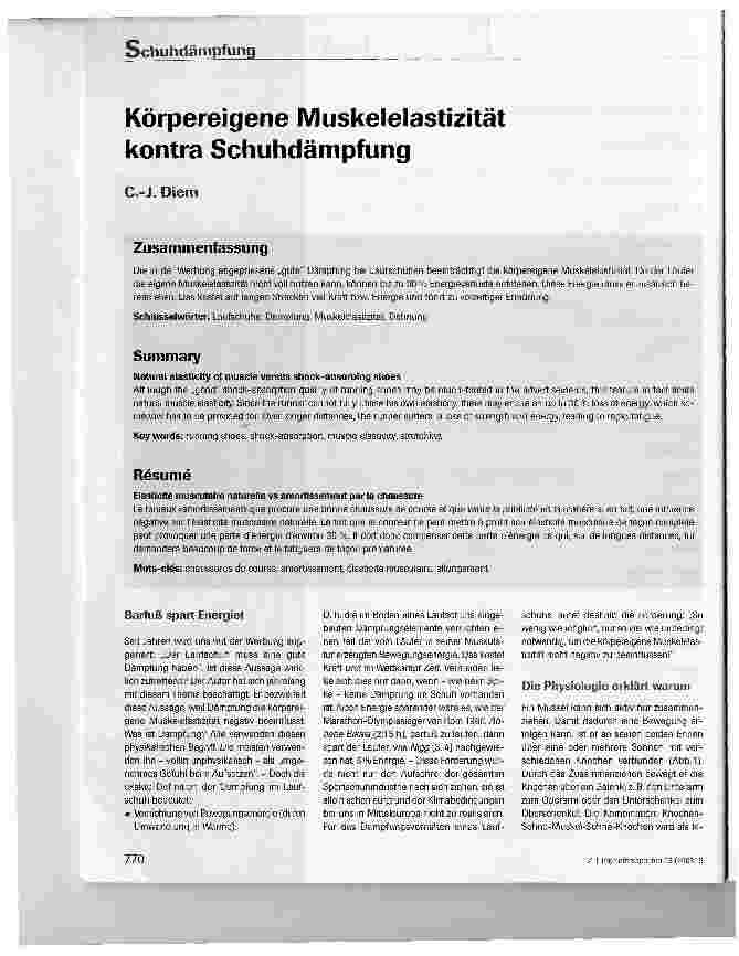 Vorschauseite 1: Körpereigene Muskelelastizität kontra Schuhdämpfung
