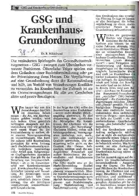 Vorschauseite 1: GesundheitsStrukturGesetz und Krankenhausgrundordnung