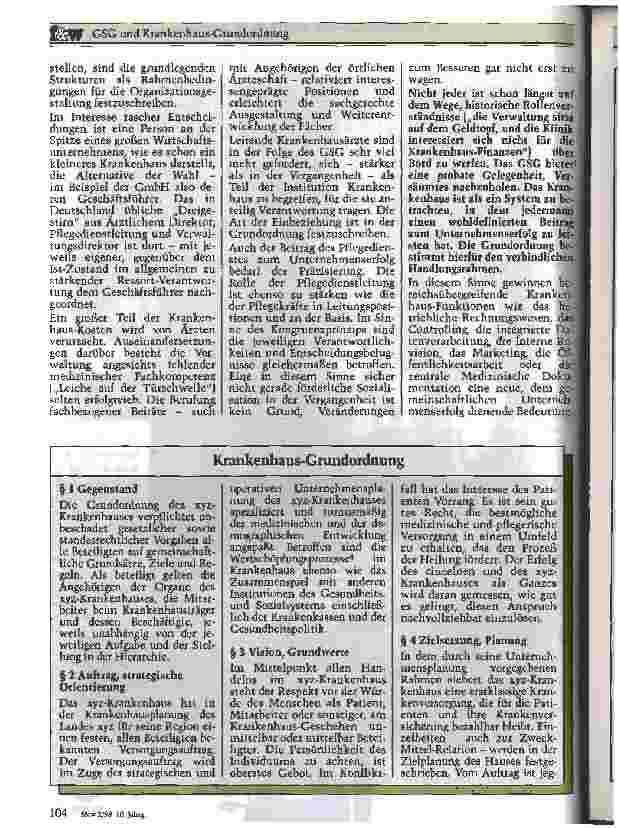 Vorschauseite 2: GesundheitsStrukturGesetz und Krankenhausgrundordnung