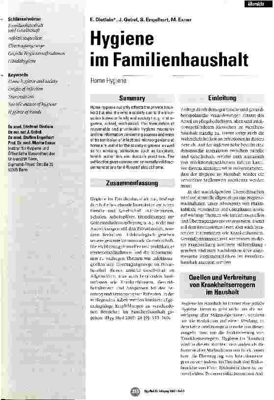 Vorschauseite 1: Hygiene im Familienhaushalt