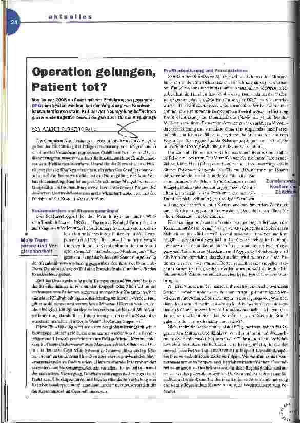 Vorschauseite 1: Operation gelungen, Patient tot?