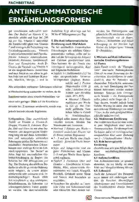 Vorschauseite 3: Ernährungstherapie bei Erkrankungen der rheumatischen Formenkreises