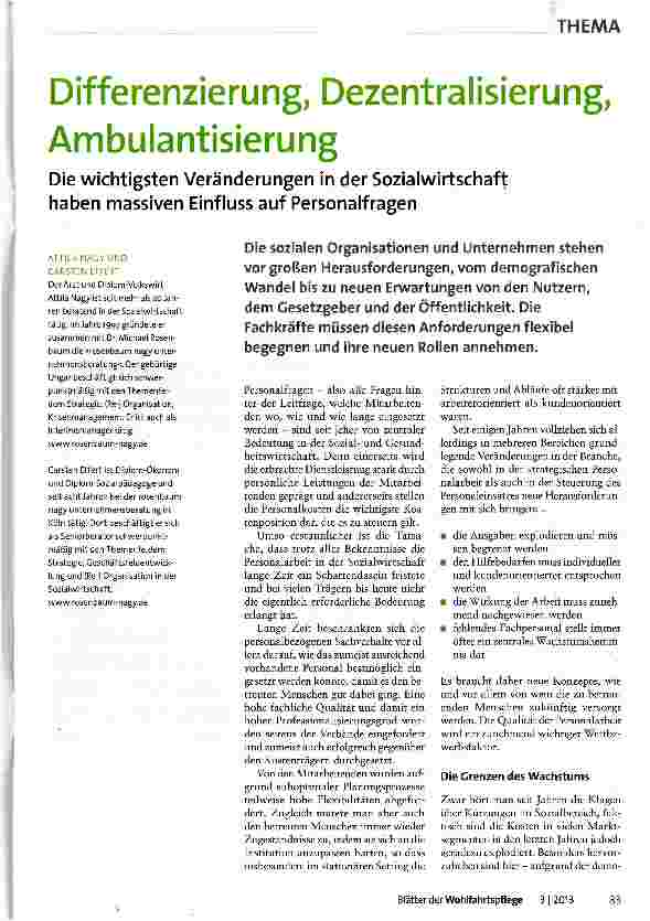 Vorschauseite 1: Differenzierung, Dezentralisierung, Ambulantisierung