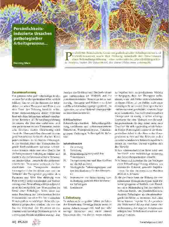 Vorschauseite 1: Persönlichkeits-induzierte Ursachen pathologischer Arbeitsprozesse. ..