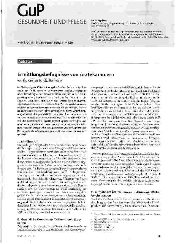 Vorschauseite 1: Ermittlungsbefugnisse von Ärztekammern