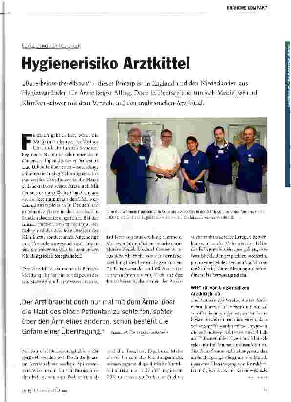 Vorschauseite 1: Hygienerisiko Arztkittel