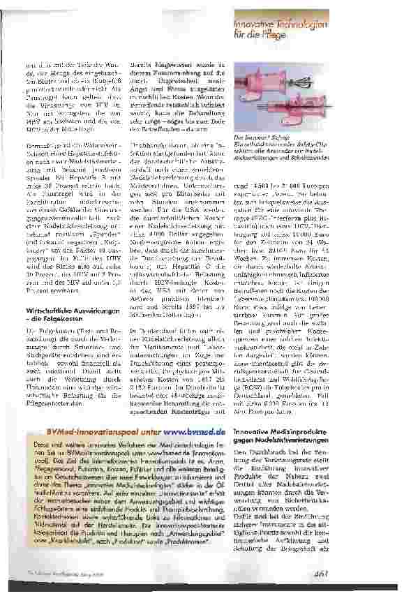 Vorschauseite 2: Nadelstichverletzungen mit innovativen Medizinprodukten vermeiden BVM-Innovationspool