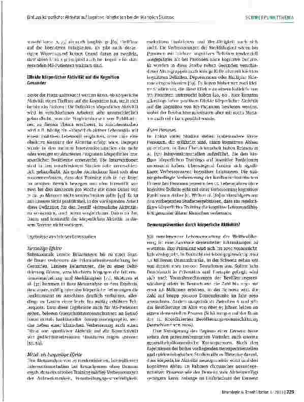 Vorschauseite 3: Einfluss körperlicher Aktivität auf kognitive Fähigkeiten bei der Multiplen Sklerose