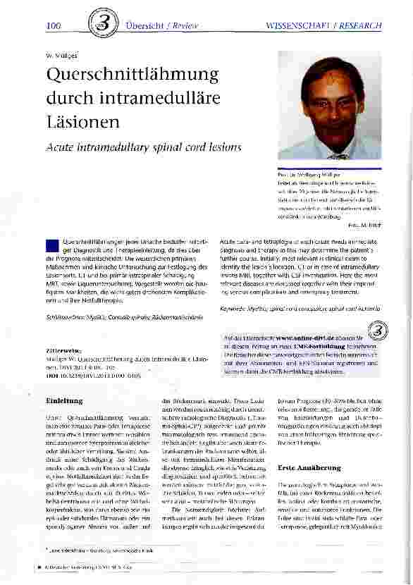 Vorschauseite 1: Querschnittlähmung durch intramedulläre Läsionen