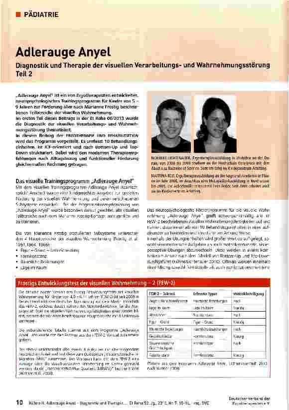 Vorschauseite 1: Adlerauge Anyel Diagnostik und Therapie der visuellen Verarbeitungsund Wahrnehmungsstörung Teil 2