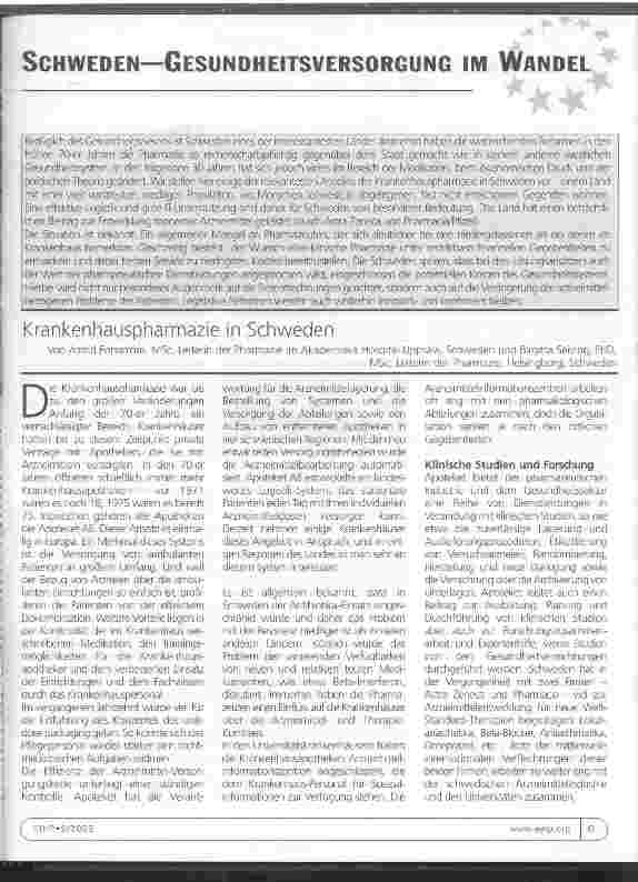 Vorschauseite 1: Krankenhauspharmazie in Schweden