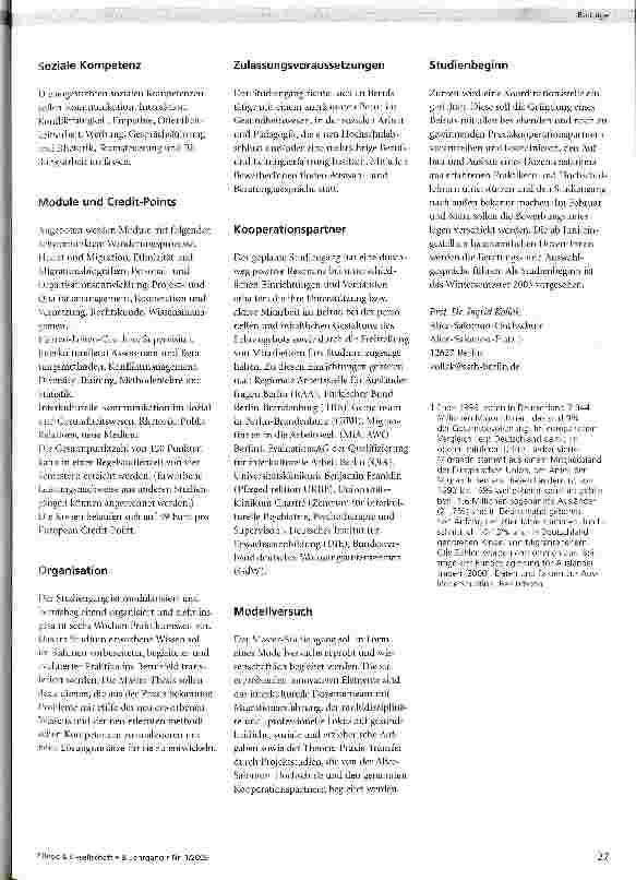 Vorschauseite 2: Master für interkulturelle Arbeit im Sozialund Gesundheitswesen - Ein berufsbegleitender Studiengang an der Alice-Salomon-Hochschule Berlin