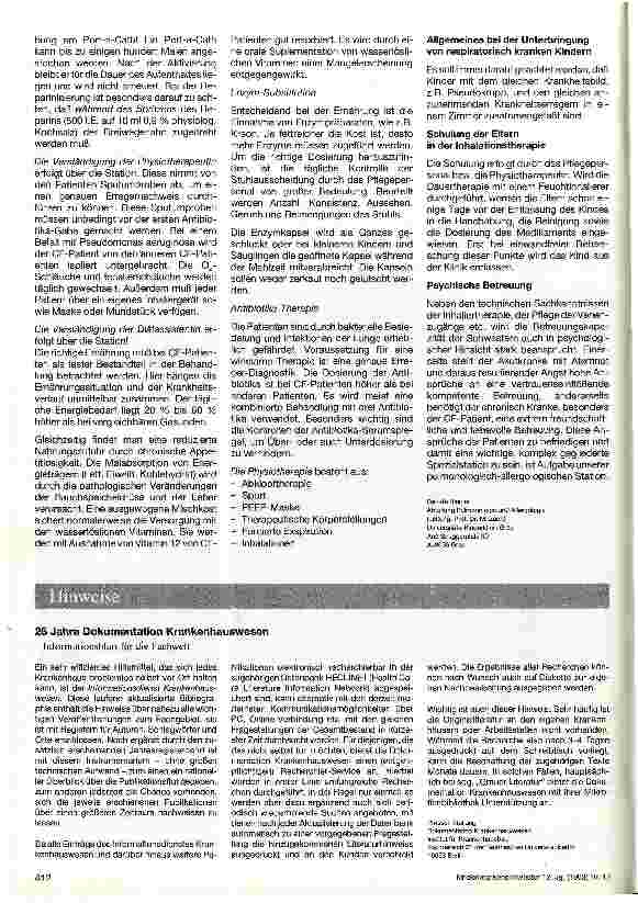 Vorschauseite 2: Pflege respiratorisch kranker Kinder auf einer Spezialabteilung für Pulmonologie