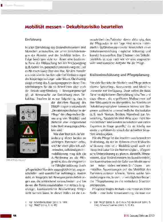 Vorschauseite 1: Mobilität messen - Dekubitusrisiko beurteilen