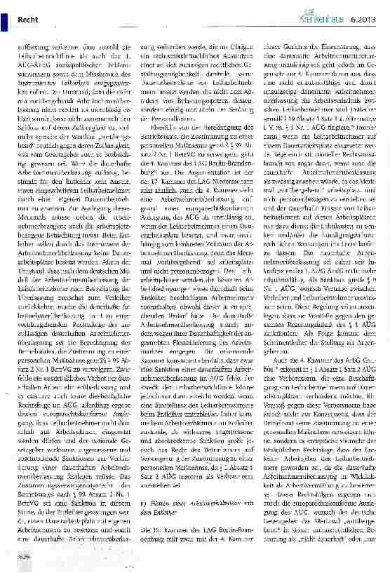 Vorschauseite 3: Dauerhafte Arbeitnehmerüberlassung im Spiegel der Rechtsprechung
