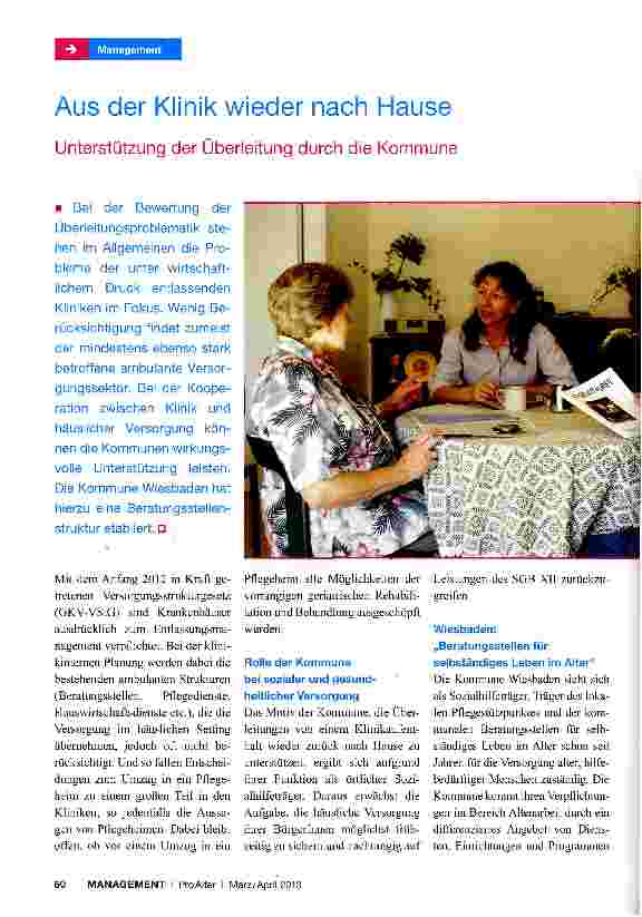 Vorschauseite 1: Aus der Klinik wieder nach Hause Unterstützung der Überleitung durch die Kommune